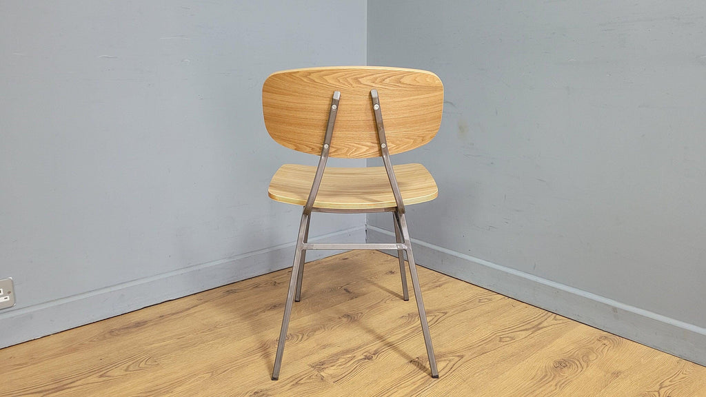 Mid Century Styled Ply Industrial Side Chair Metal Legs Stylish Ply Seat & Back