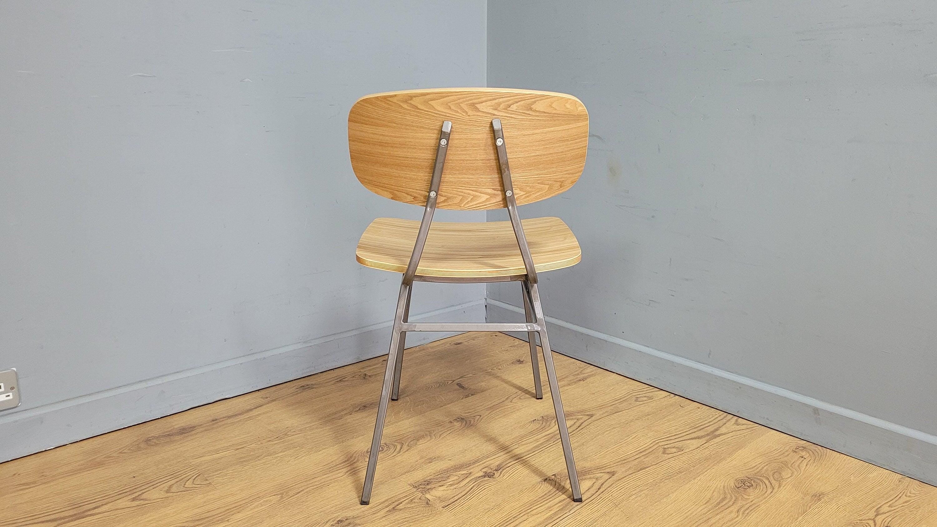 Mid Century Styled Ply Industrial Side Chair Metal Legs Stylish Ply Seat & Back