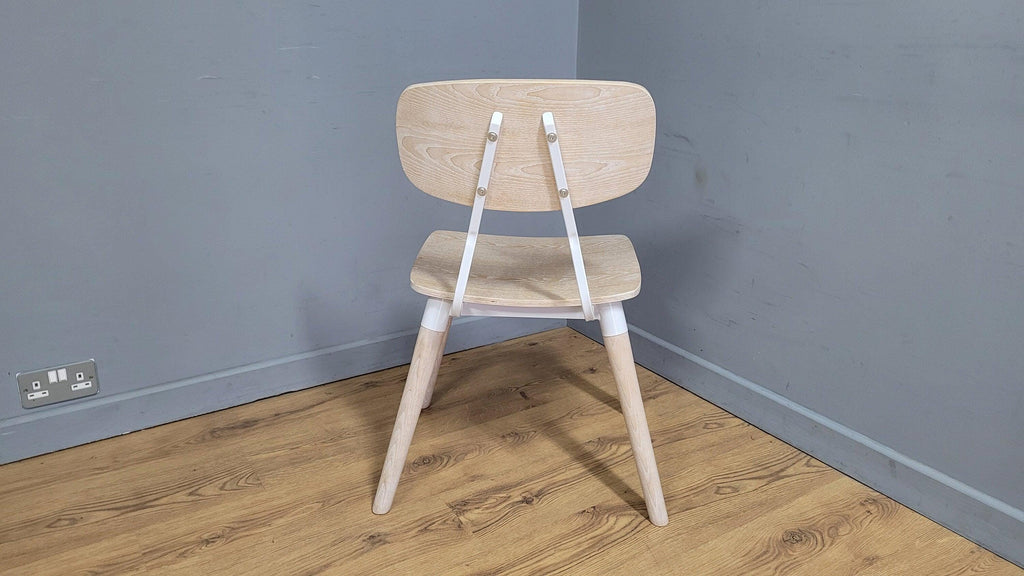 Mid Century Styled Whitewash Chair Metal Legs Stylish Ply Style Seat & Back