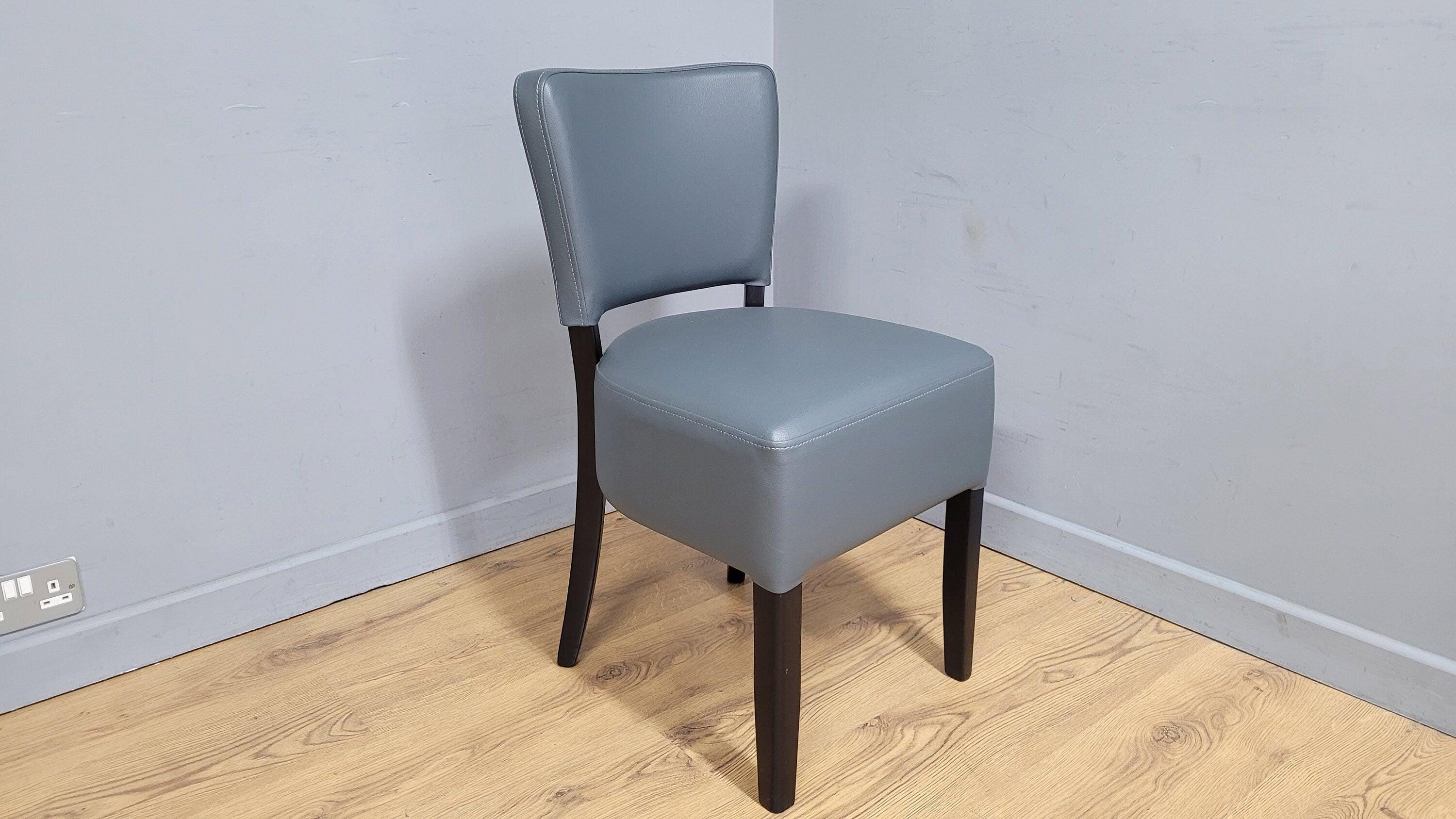 Grey Faux Leather Seat Padded Chair Ideal Bedroom Office Desk Chair