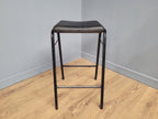 Vintage Industrial Metal Stool Factory Office School Workshop Stool Black Pad