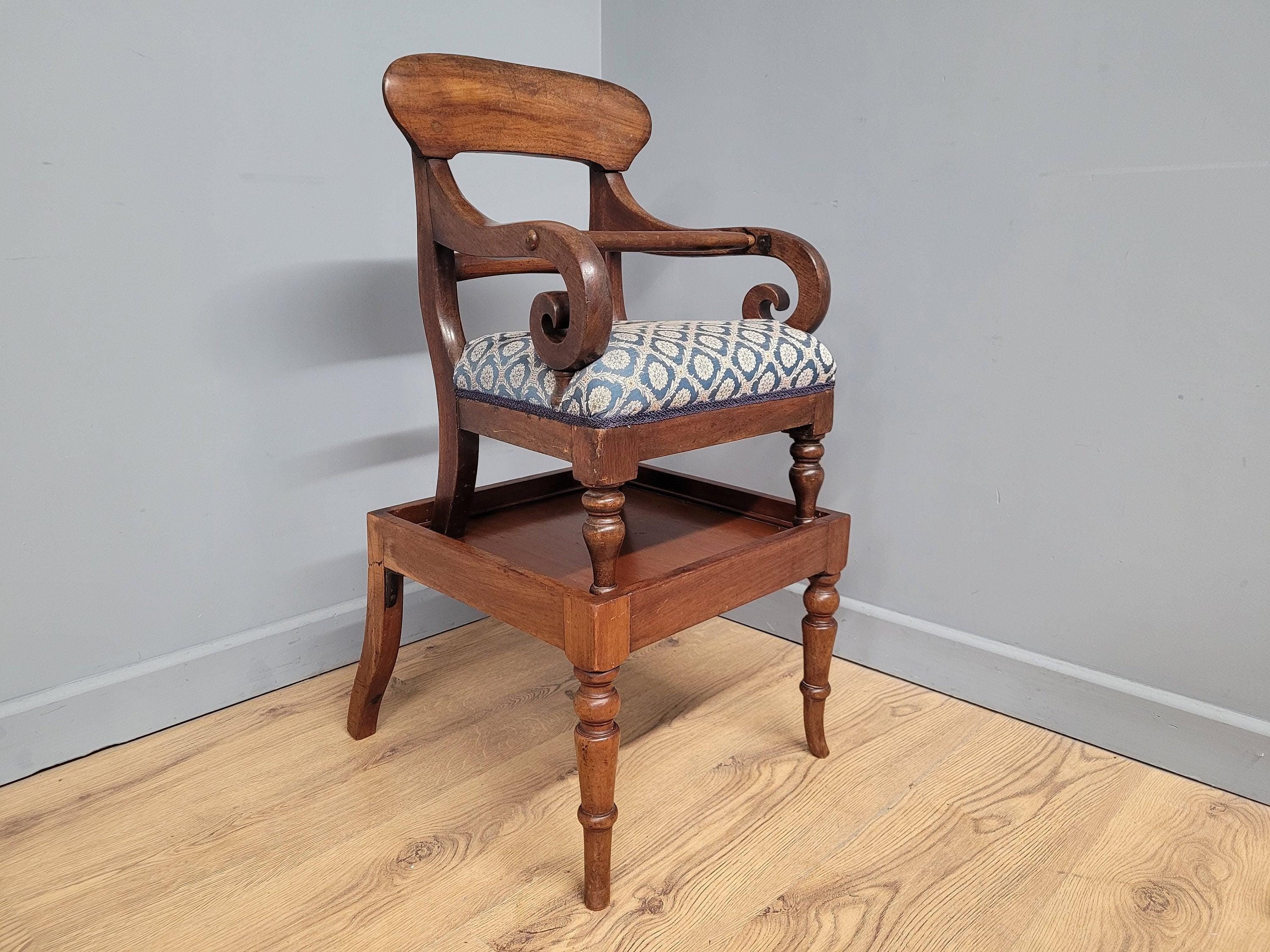 Antique Regency Mahogany Childs Chair On Stand High Chair