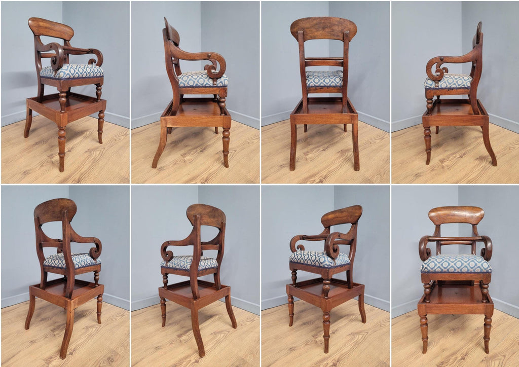 Antique Regency Mahogany Childs Chair On Stand High Chair