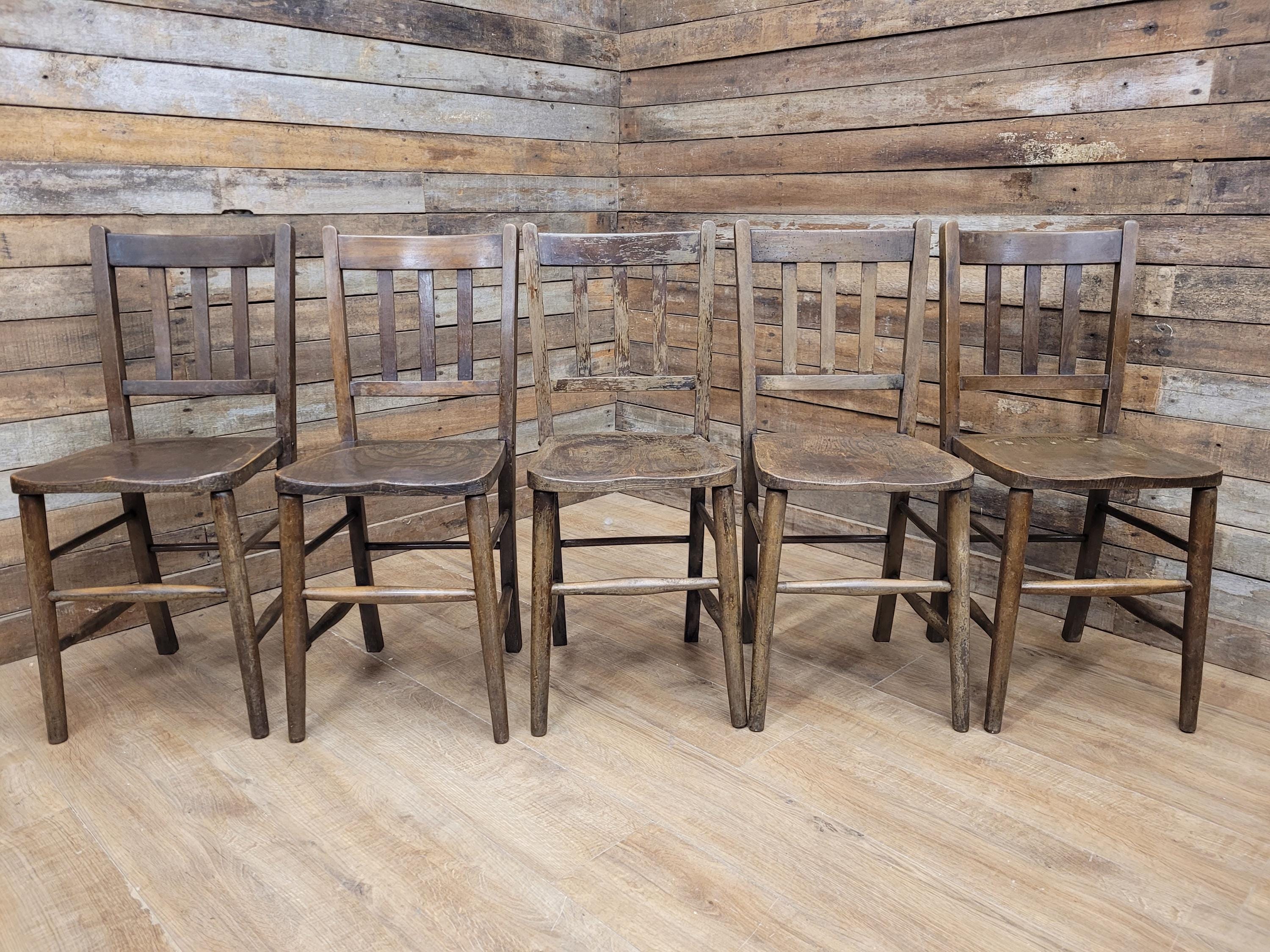 10 Vintage CC41 Herbert E Chapple Utility Chairs Elm & Beech Dining Chairs