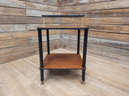 Mid Century Atomic Tiered Side Table Mahogany Black & Brass