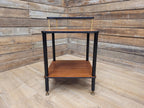 Mid Century Atomic Tiered Side Table Mahogany Black & Brass