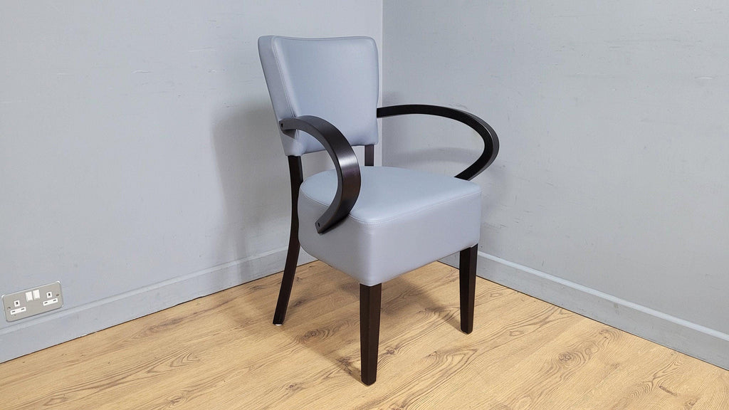 Grey Faux Leather Seat Padded Armchair Ideal Bedroom Office Desk Chair