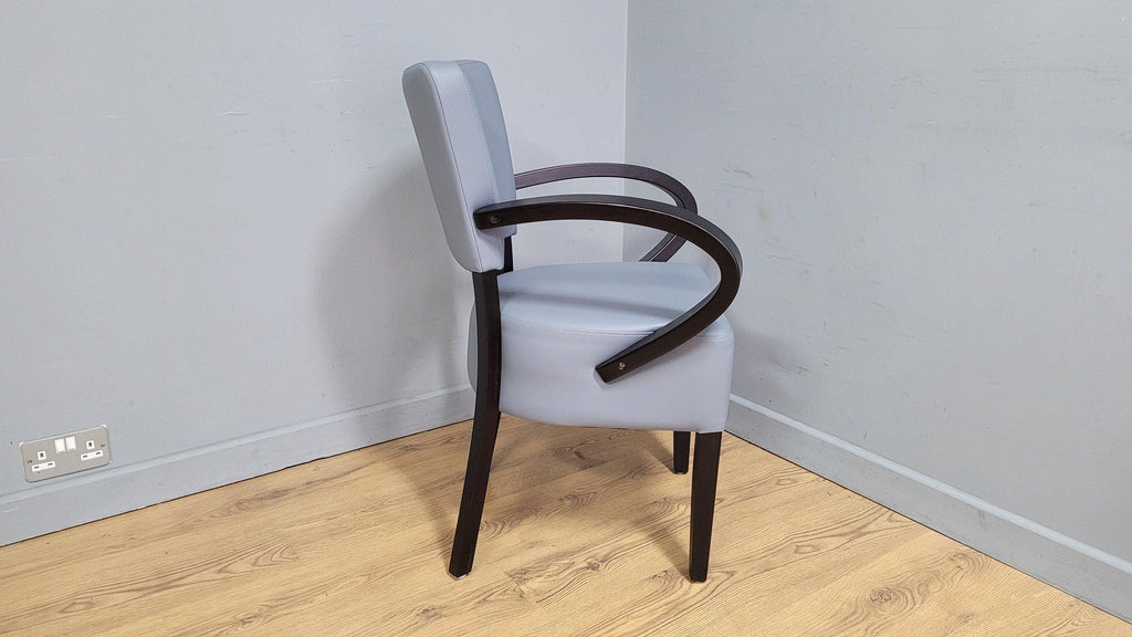 Grey Faux Leather Seat Padded Armchair Ideal Bedroom Office Desk Chair