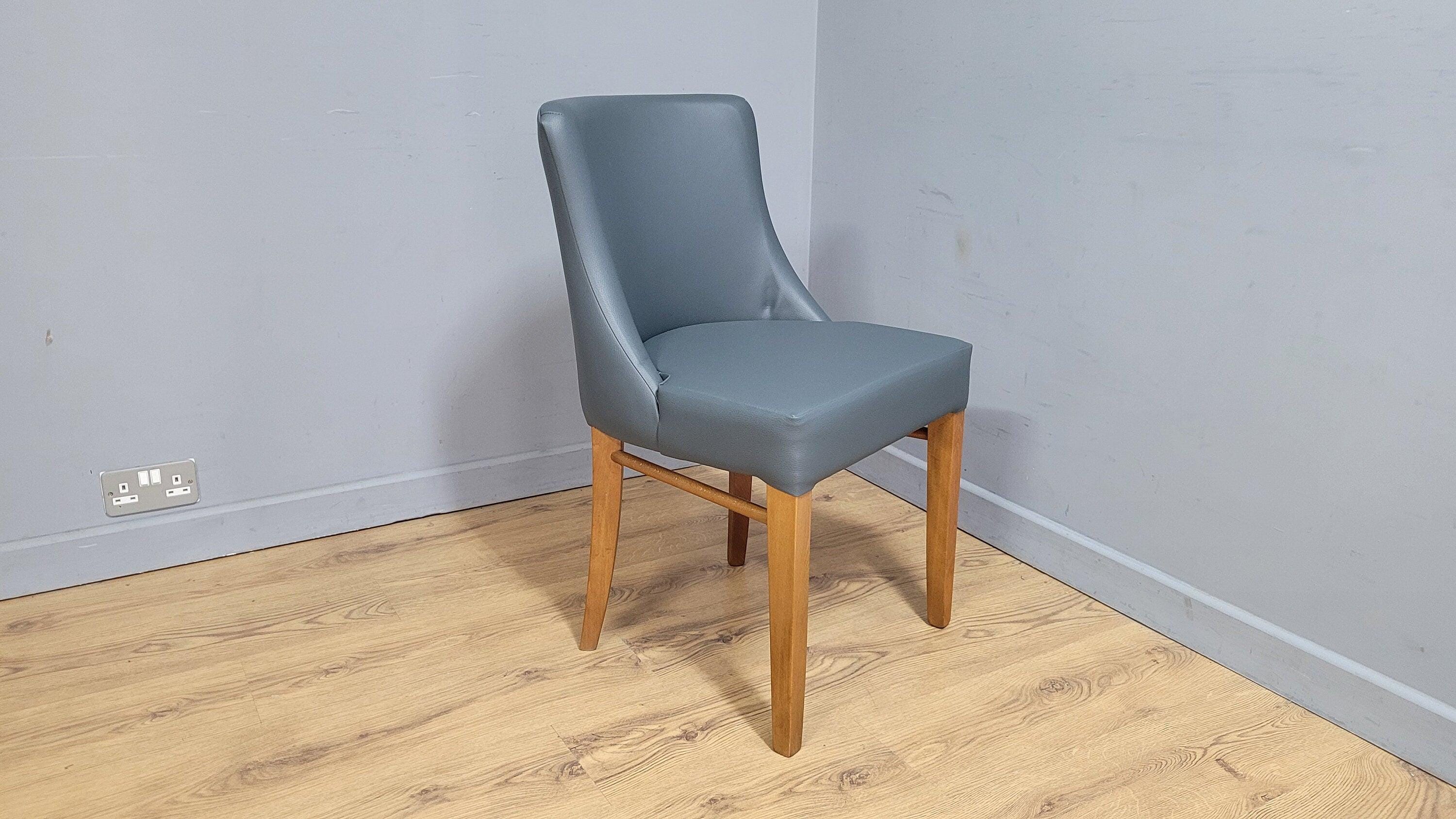 Embrace Oak Side Chair Grey Faux Leather Ideal Bedroom Office Desk Chair