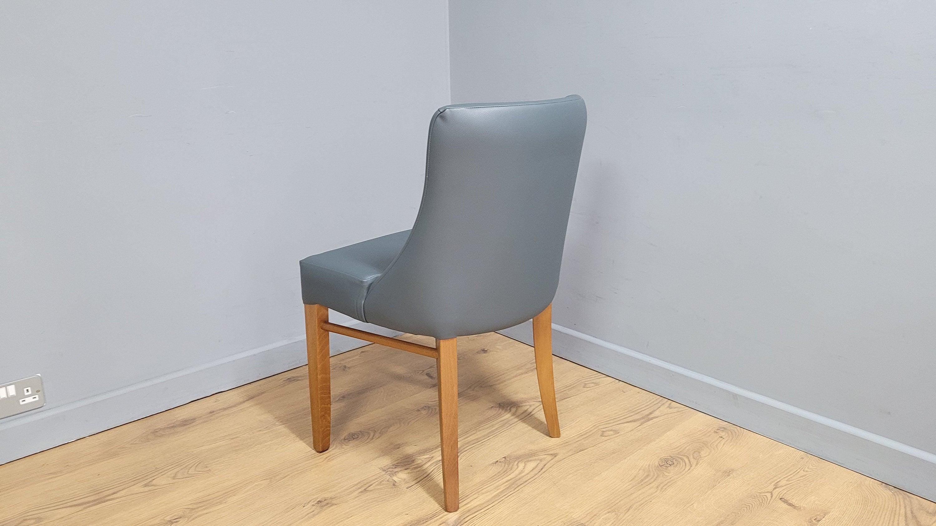 Embrace Oak Side Chair Grey Faux Leather Ideal Bedroom Office Desk Chair