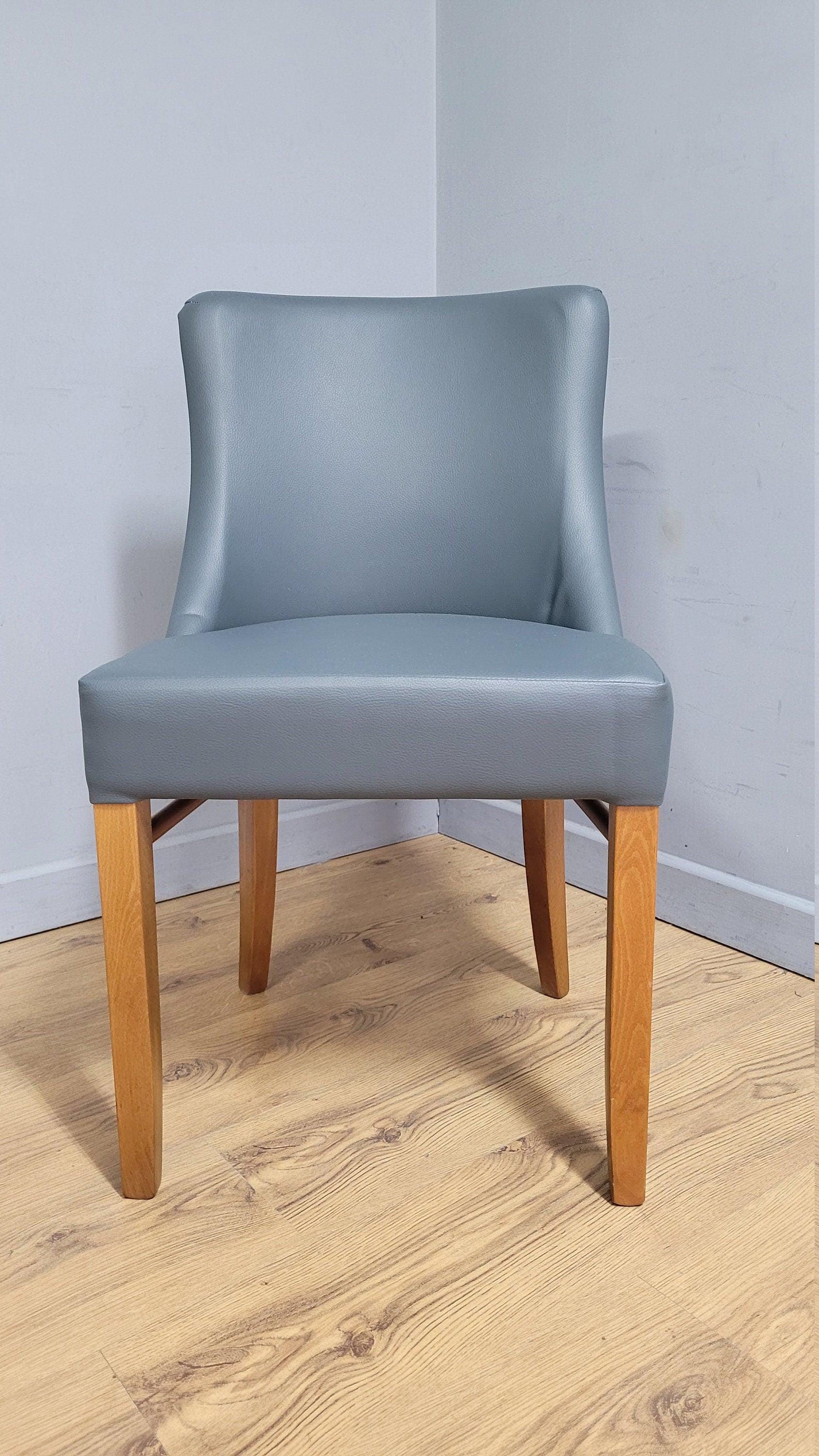 Embrace Oak Side Chair Grey Faux Leather Ideal Bedroom Office Desk Chair