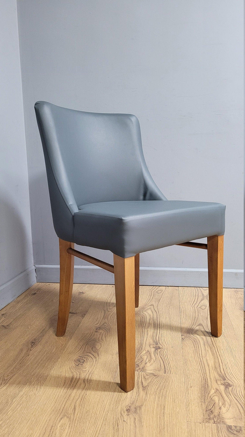 Embrace Oak Side Chair Grey Faux Leather Ideal Bedroom Office Desk Chair