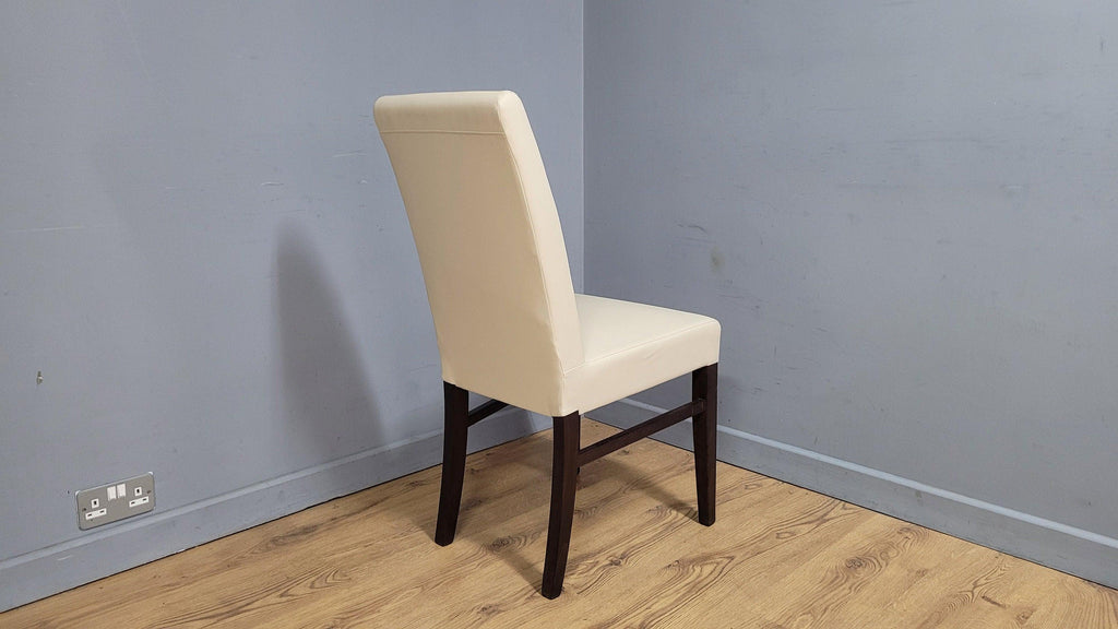 Cream Faux Leather Seat Padded Chair Ideal Bedroom Office Desk Chair