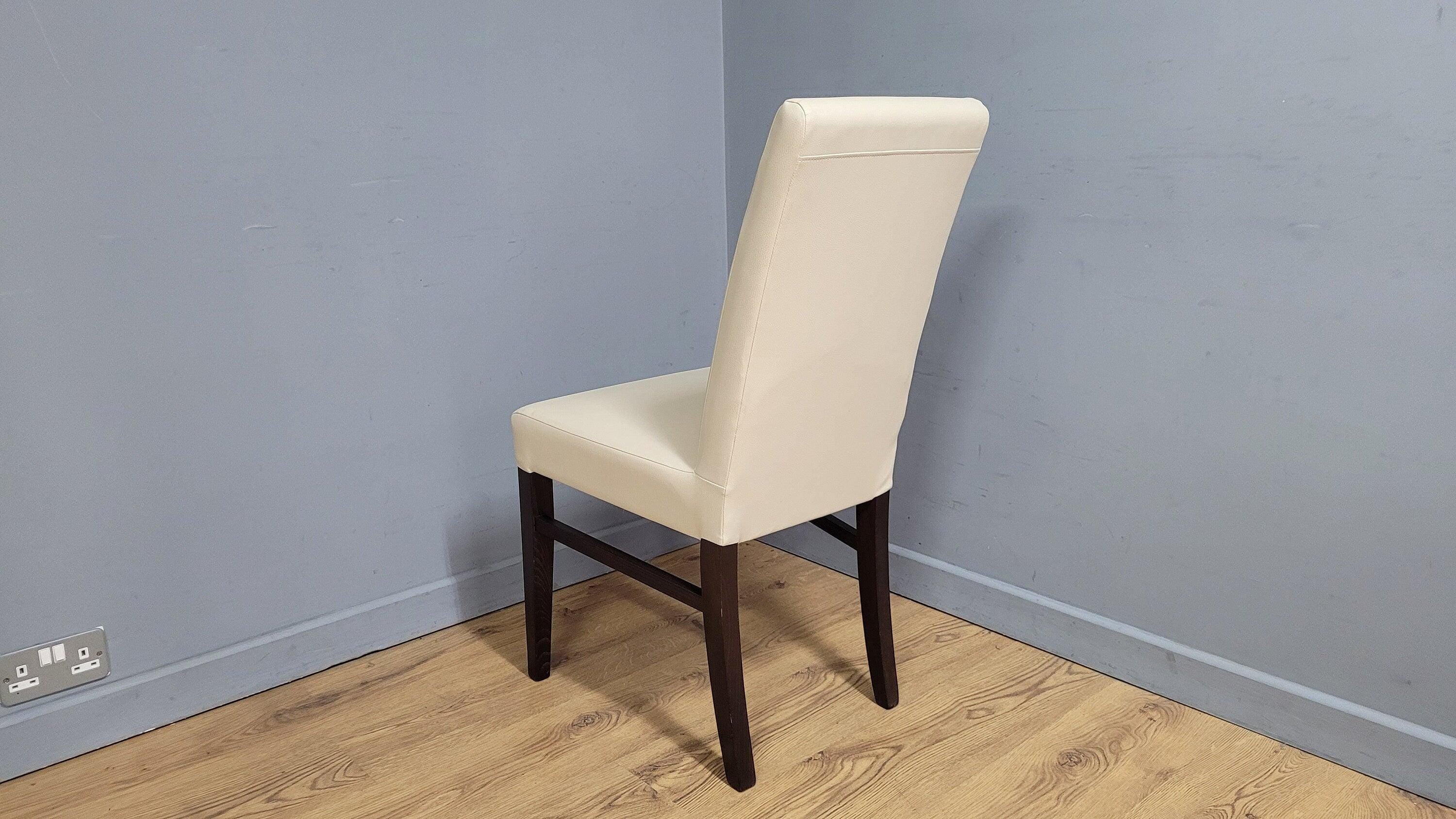 Cream Faux Leather Seat Padded Chair Ideal Bedroom Office Desk Chair