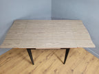 Mid Century Extending Formica Dining Table Adjustable Feet Pin Legs Black Frame