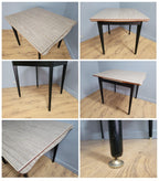 Mid Century Extending Formica Dining Table Adjustable Feet Pin Legs Black Frame