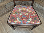 Edwardian Inlaid Framed Hall Bedroom Chair William Morris Strawberry Thief Pad