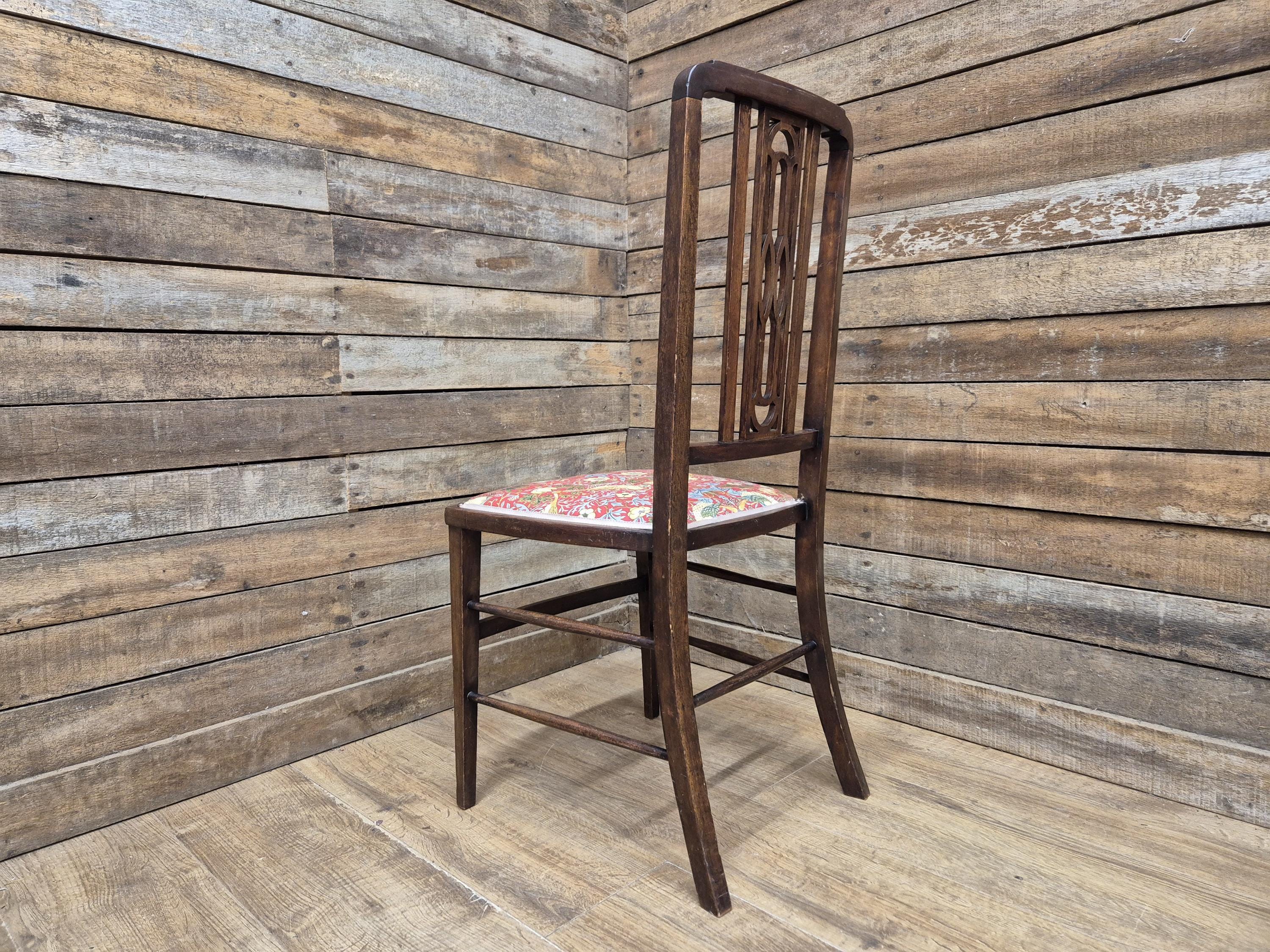 Edwardian Inlaid Framed Hall Bedroom Chair William Morris Strawberry Thief Pad