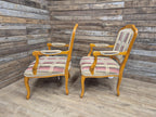 Vintage Italian Style Queen Back Open Arm Armchair Plaid Upholstery 2 Available