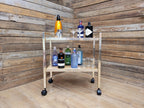 Mid Century Kitsch Marble Effect Two Tier Retro Drinks Trolley 1970s
