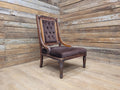 Antique Victorian Mahogany Slipper Chair with Brown Velour Upholstery
