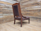 Antique Victorian Mahogany Slipper Chair with Brown Velour Upholstery