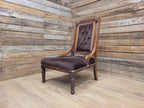 Antique Victorian Mahogany Slipper Chair with Brown Velour Upholstery