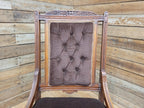 Antique Victorian Mahogany Slipper Chair with Brown Velour Upholstery