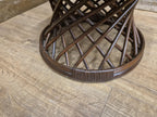 Vintage Country House Rattan Cane Circular Footstool Upholstered Pad