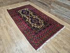 Vintage Hand-Knotted Wool Rug Traditional Style Carpet 190x110cm