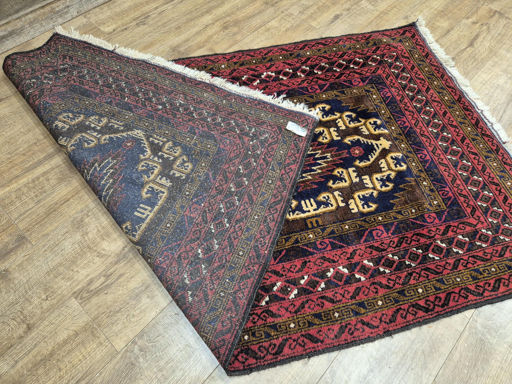 Vintage Hand-Knotted Wool Rug Traditional Style Carpet 190x110cm