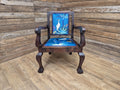 Antique Mahogany Framed Ball Claw Foot Armchair Upholstered In Designer Velvet