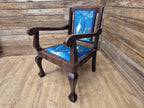 Antique Mahogany Framed Ball Claw Foot Armchair Upholstered In Designer Velvet