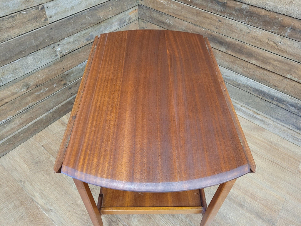 Mid Century Danish Inspired Oval Drop Leaf Teak Drinks Cocktail Trolley Retro