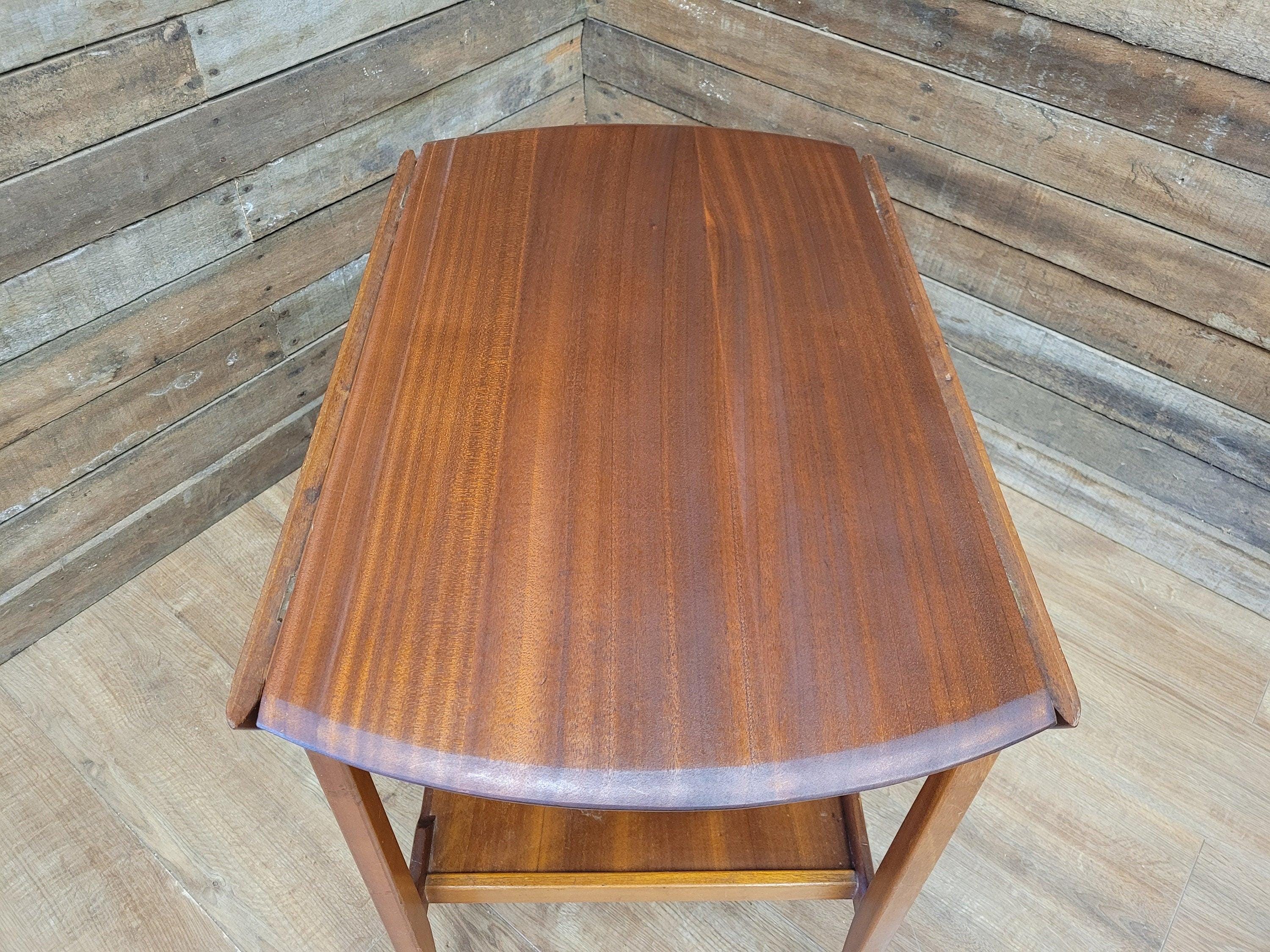 Mid Century Danish Inspired Oval Drop Leaf Teak Drinks Cocktail Trolley Retro