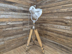 Vintage Lightly Distressed Tripod Floor Lamp Adjustable Height