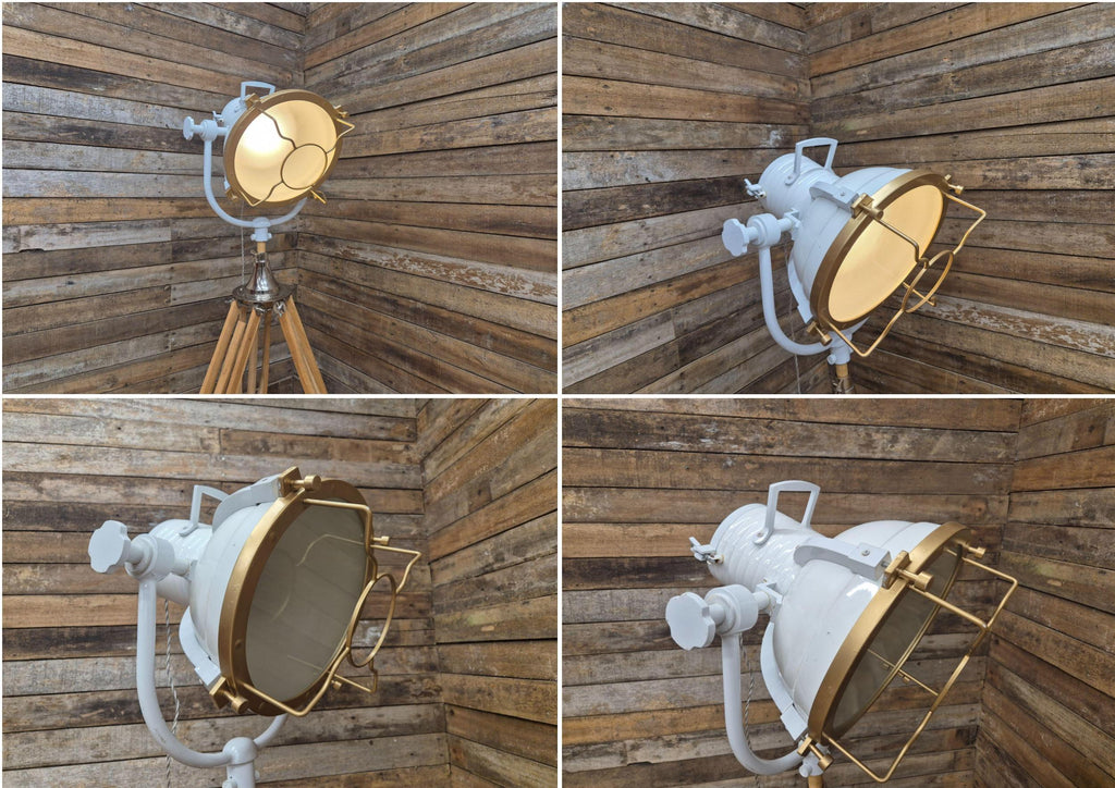 Vintage Lightly Distressed Tripod Floor Lamp Adjustable Height