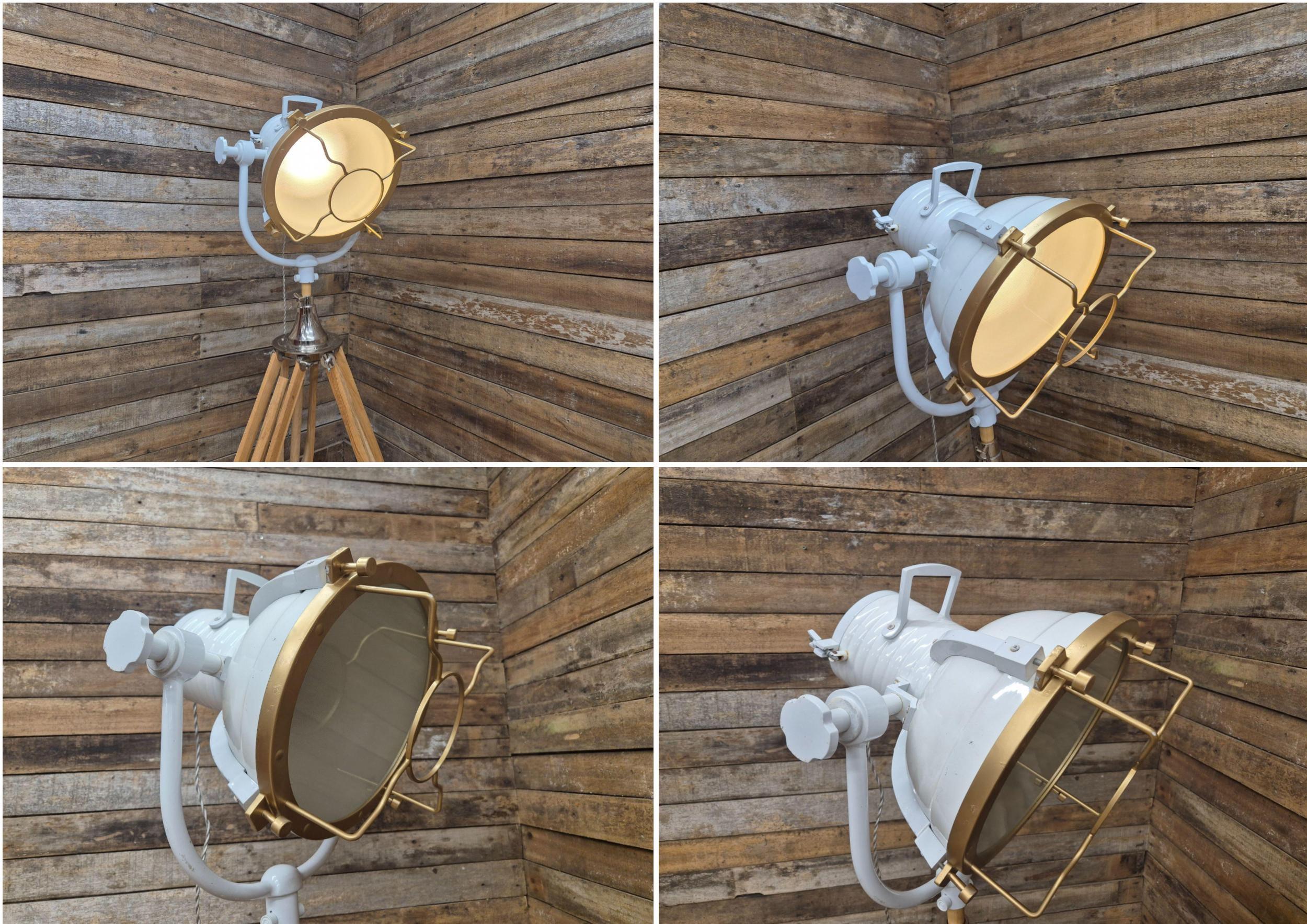 Vintage Lightly Distressed Tripod Floor Lamp Adjustable Height