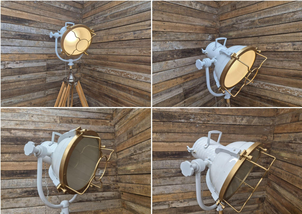 Vintage Lightly Distressed Tripod Floor Lamp Adjustable Height
