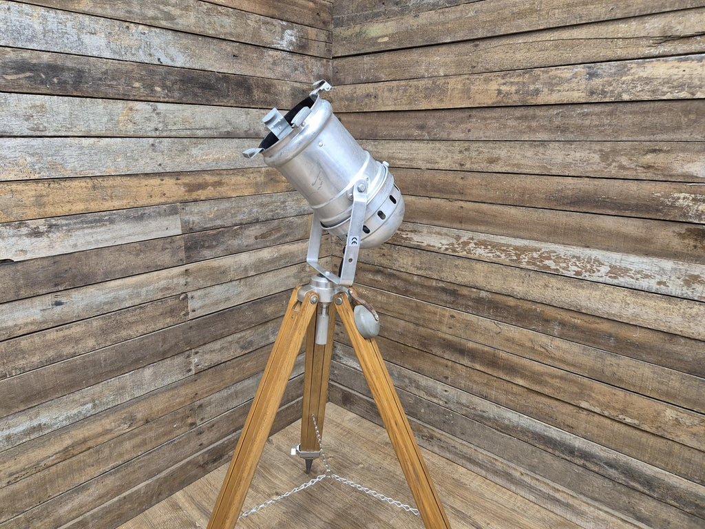 Vintage Tripod Floor Standing Prolight Spotlight Adjustable Height Distressed