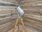 Vintage Tripod Floor Standing Prolight Spotlight Adjustable Height Distressed