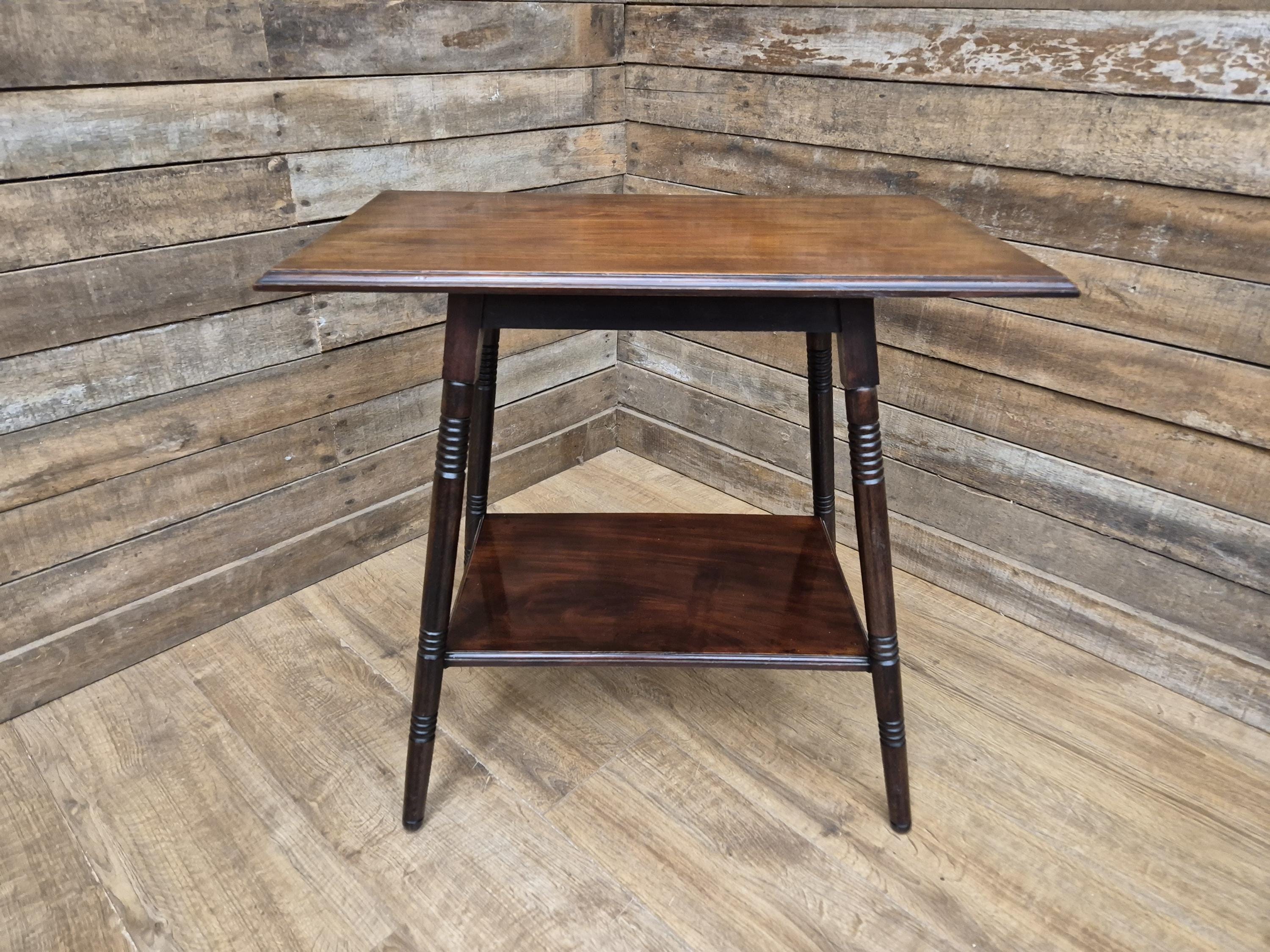 Antique Arts & Craft Flame Mahogany Hall Table Plant Stand Wine Table