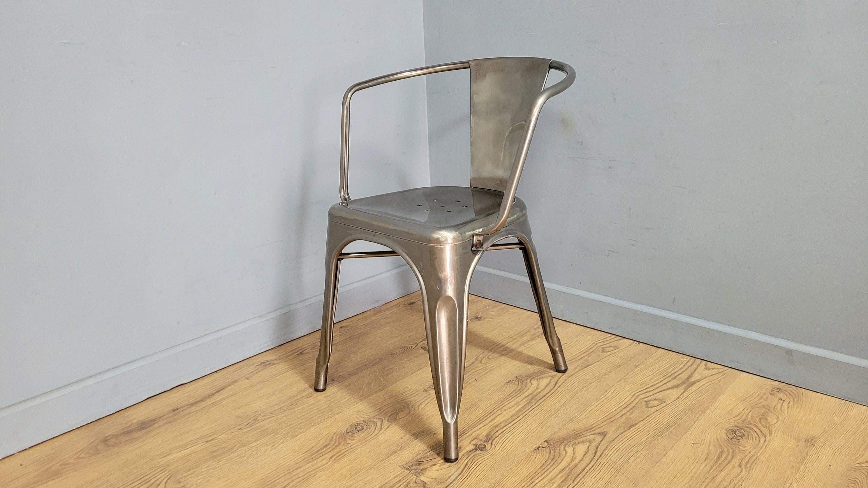 French Bistro Style Industrial Side Chair Gun Metal Bedroom Office Desk Chair
