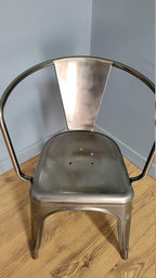 French Bistro Style Industrial Side Chair Gun Metal Bedroom Office Desk Chair