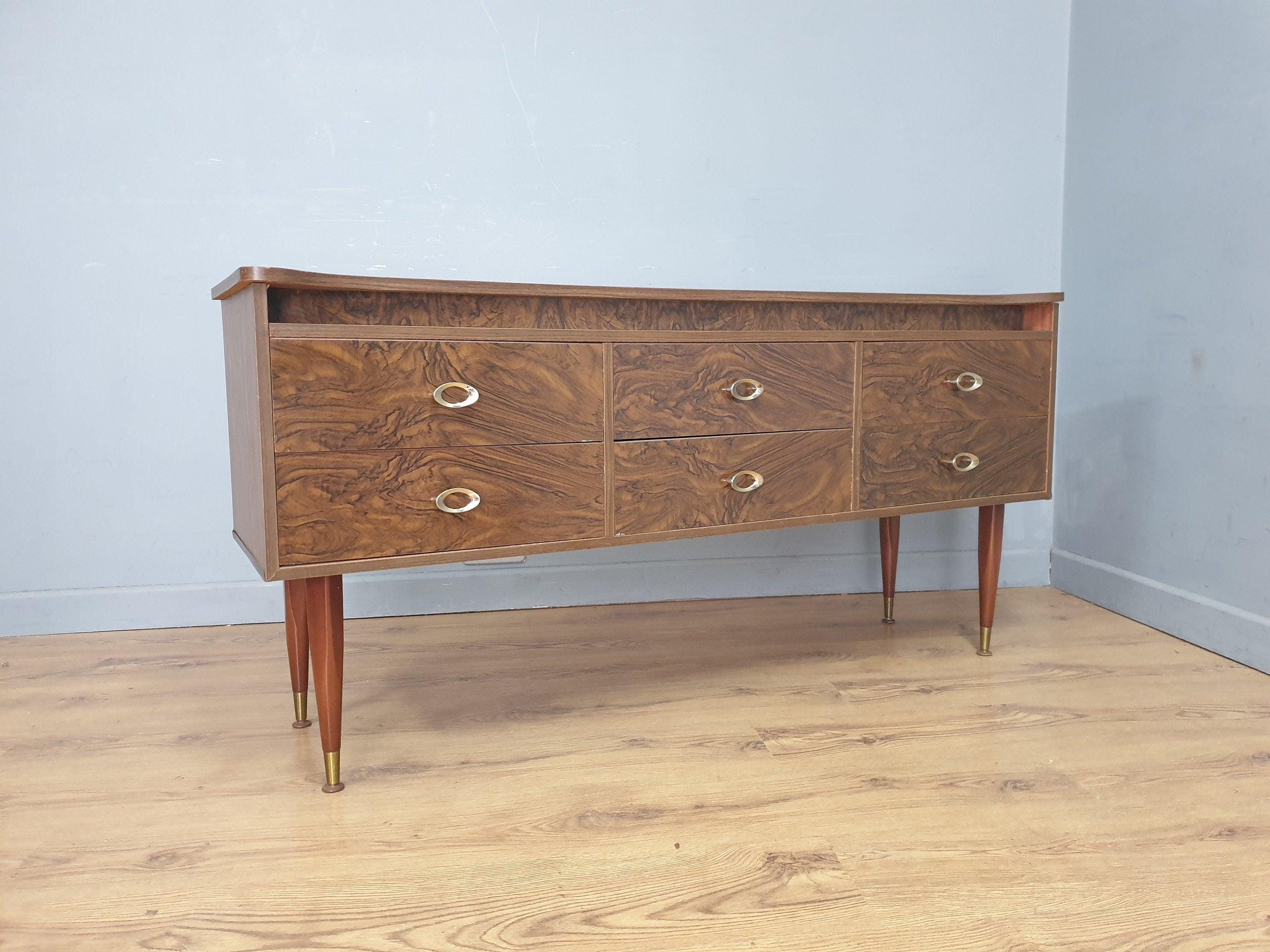 Mid Century Retro Formica Sideboard Long John Credenza Dressing Table Pin Legs