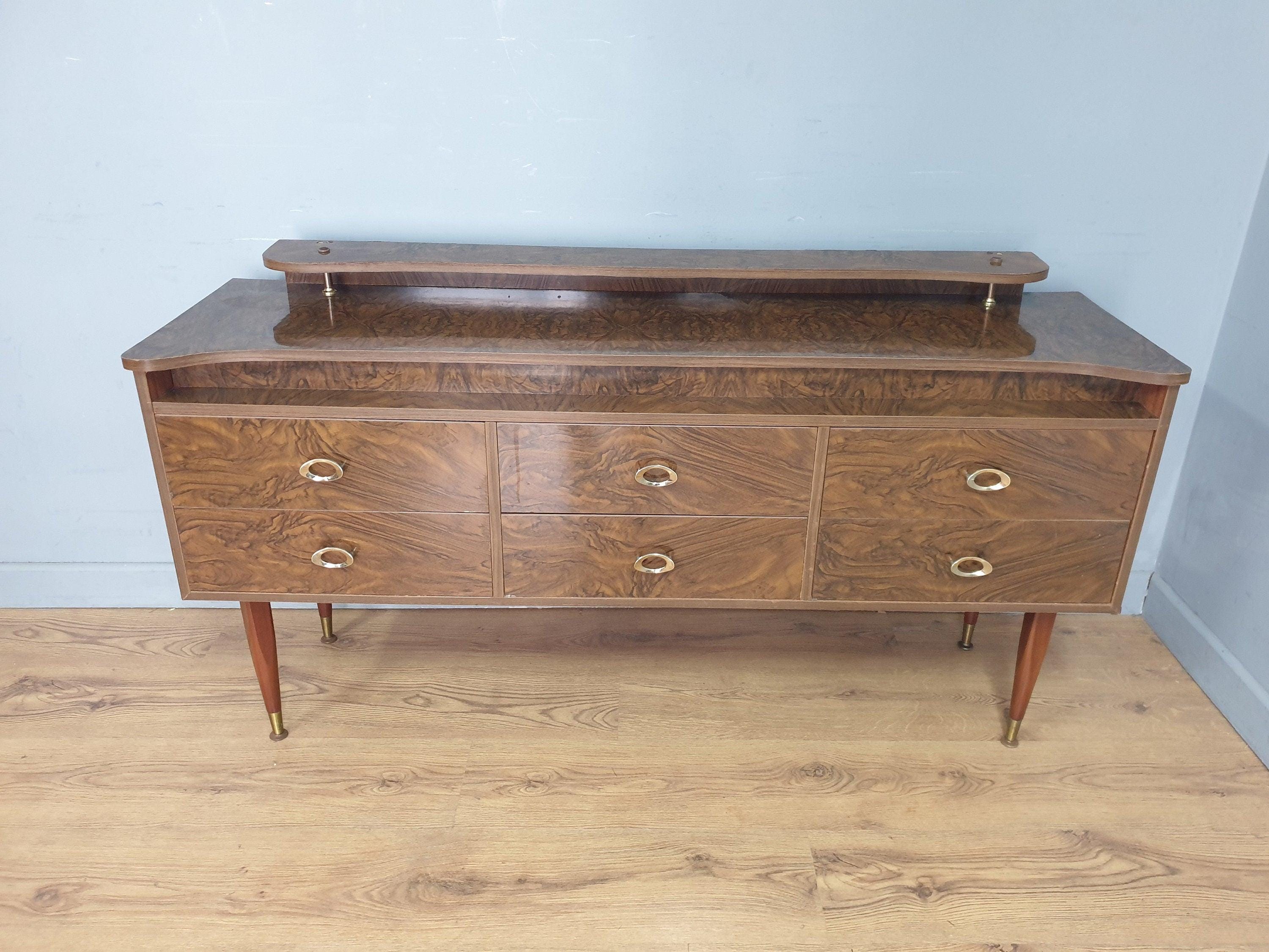 Mid Century Retro Formica Sideboard Long John Credenza Dressing Table Pin Legs