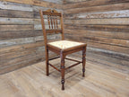 Antique Edwardian Hall Bedroom Chair Spindle Backed Floral Seat Fabric