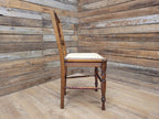 Antique Edwardian Hall Bedroom Chair Spindle Backed Floral Seat Fabric