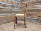 Antique Edwardian Hall Bedroom Chair Spindle Backed Floral Seat Fabric