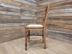 Antique Edwardian Hall Bedroom Chair Spindle Backed Floral Seat Fabric